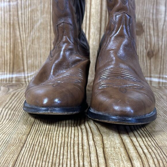 DAN POST Cowboy Western Boots Size 8 E Classic Brown Leather Boots - Picture 5 of 16